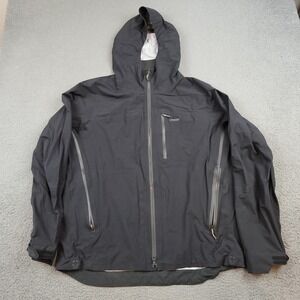 Otter Jacket Mens Large Black Hooded Full Zip Softshell Windbreaker Hiking